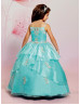 Beaded Organza Embroidery Lace Flower Girl Dress With Cape